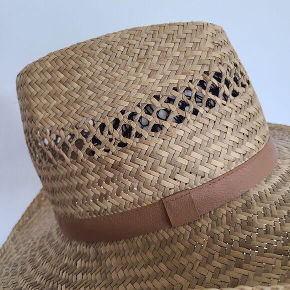 Broner Men's Vented Outback Straw Hat Size Large Zigzag Weave 100% Natural Fiber - Picture 7 of 10